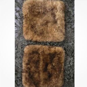 Set of 2 GENUINE SHEEPSKIN Pillow Covers Square 17x17 Brown Fur Zip
Shams